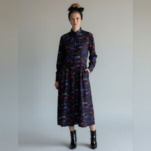 Kathryn Conover Vintage Fun Colorful Patterned Long Dress